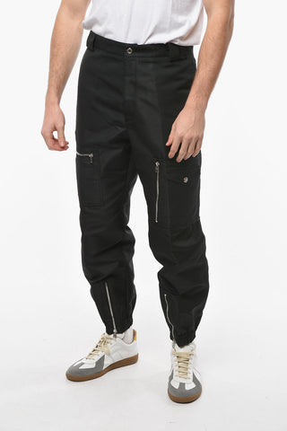 Pantaloni Cargo in Nylon con Elastico alla Caviglia