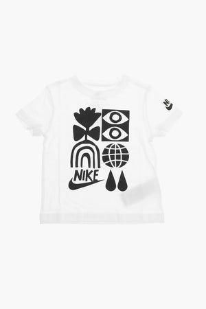 T-shirt Girocollo Bicolere con Stampe in Rilievo