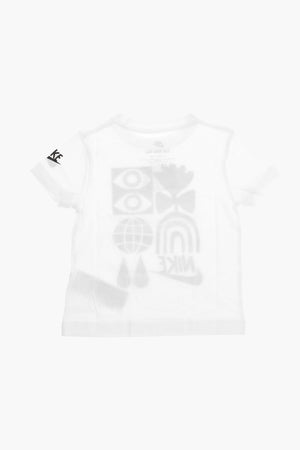 Rundhals-Bicolor-T-Shirt mit erhabenen Prints