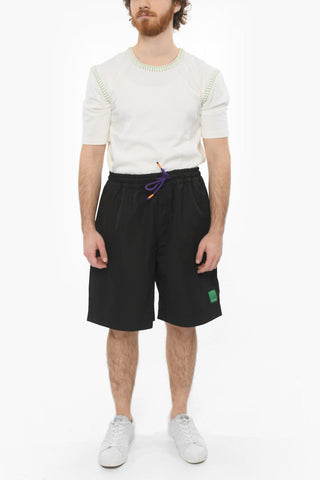 EMPORIO SUSTAINABILITY PROJECT Drawstringed Shorts with Contrasting Loco Patch