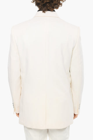 Wool-twill Double-breasted Blazer with Peak Lapel