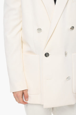 Wool-twill Double-breasted Blazer with Peak Lapel