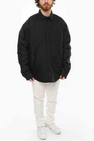 Nylon Quilted UNISEX Over Shirt with Monogram Print