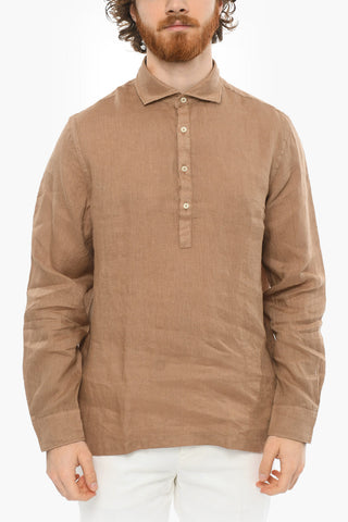 Linen TYLER Shirt with Polo Neck