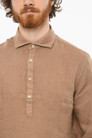 Linen TYLER Shirt with Polo Neck