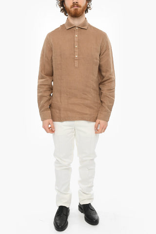 Linen TYLER Shirt with Polo Neck