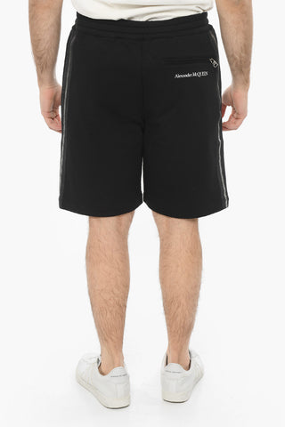 Side-zipped Shorts with Contrasting Logo Lettering