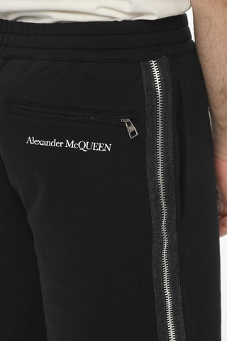 Side-zipped Shorts with Contrasting Logo Lettering