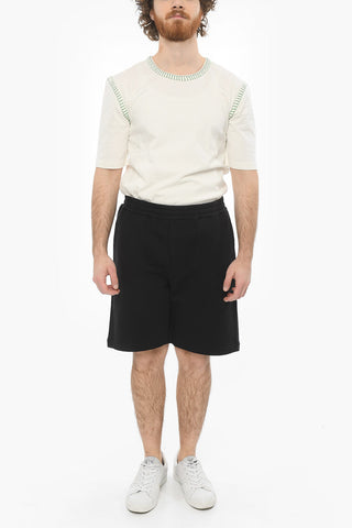 Side-zipped Shorts with Contrasting Logo Lettering