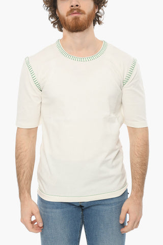 Jersey Cotton Overlock CHALK T-shirt with Visible Stitching