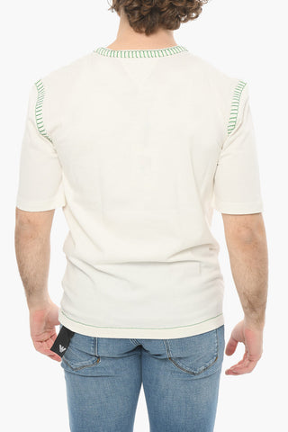 Jersey Cotton Overlock CHALK T-shirt with Visible Stitching
