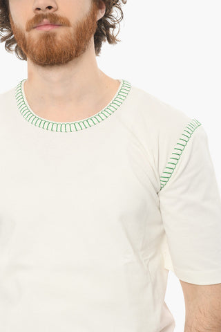 Jersey Cotton Overlock CHALK T-shirt with Visible Stitching