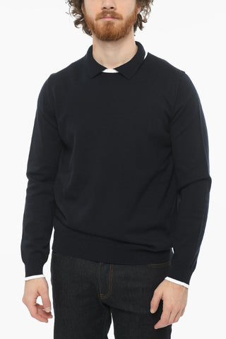 Turtleneck with Slit Sweater with Ribbed Detailing on the Edges