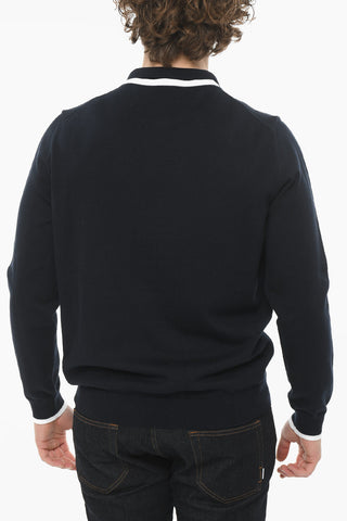 Turtleneck with Slit Sweater with Ribbed Detailing on the Edges