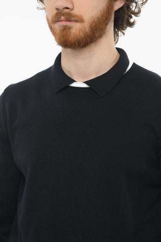 Turtleneck with Slit Sweater with Ribbed Detailing on the Edges
