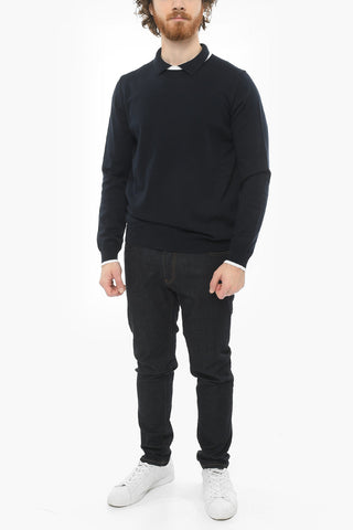 Turtleneck with Slit Sweater with Ribbed Detailing on the Edges