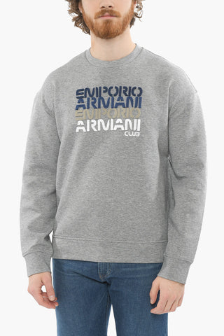 EMPORIO Felpa Girocollo con Lettering Ricamato e Zip Laterali