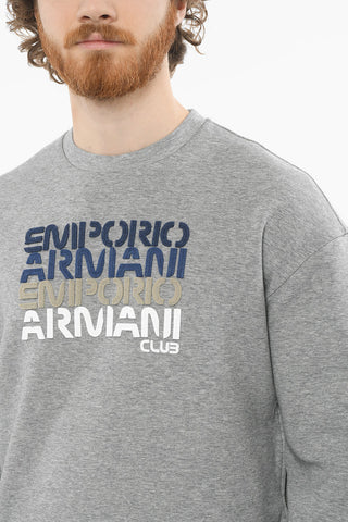 EMPORIO Felpa Girocollo con Lettering Ricamato e Zip Laterali