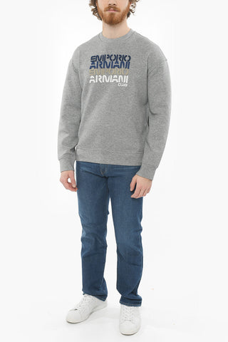 EMPORIO Felpa Girocollo con Lettering Ricamato e Zip Laterali