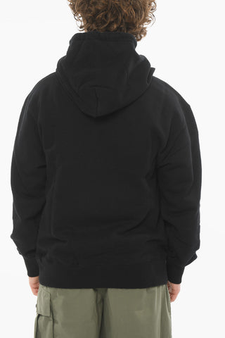 Drawstringed Hoodie Sweatshirt with Multicolor Logo Patch