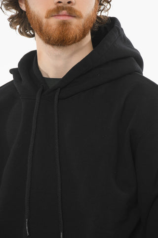 Drawstringed Hoodie Sweatshirt with Multicolor Logo Patch