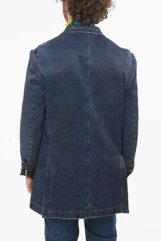 Blazer Foderato MUNRO in Viscosa Stampa Denim