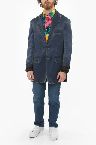 Blazer Foderato MUNRO in Viscosa Stampa Denim