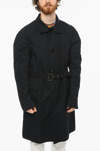 Trench In Cotone Con Cintura E Tasche Ad Aletta
