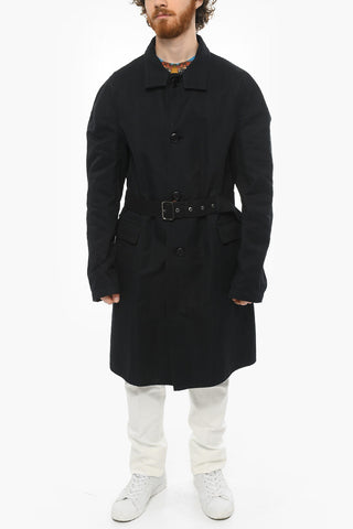 Trench In Cotone Con Cintura E Tasche Ad Aletta