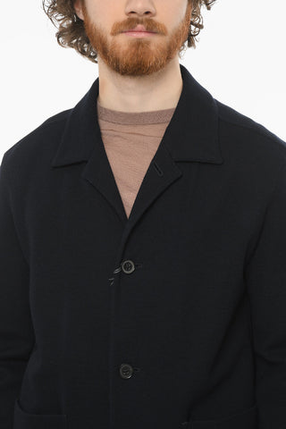 Tech-jersey Single-breasted Blazer with Notch Lapel