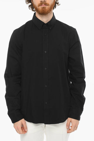 Camicia Button-down in Twill di Cotone con Ricamo Logo TIGER CREST