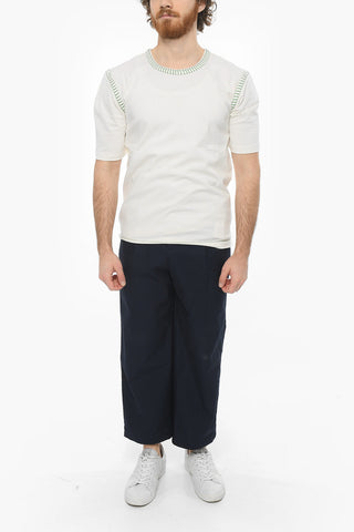 Cotton Double-pleated Pants with Belt
