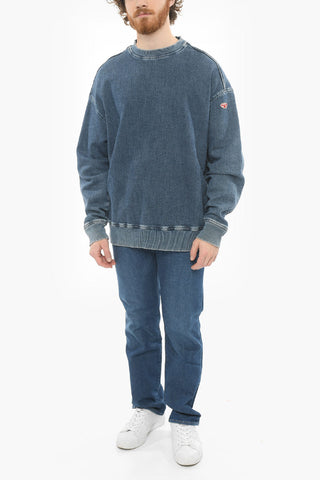 TRACK DENIM Crew Neck KRIB Brushed Cotton Sweatshirt