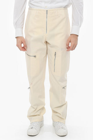 Pantaloni Cargo in Cotone con Tasche a Zip