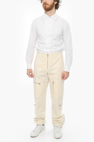 Pantaloni Cargo in Cotone con Tasche a Zip