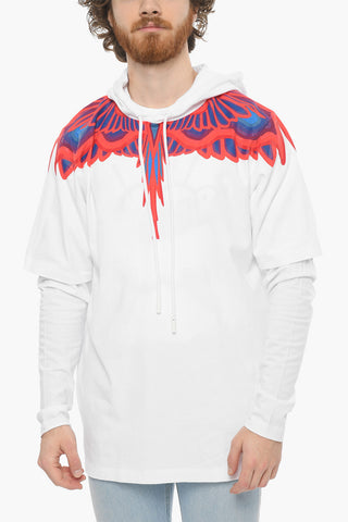 Double-layered CURVES WINGS Hooded T-Shirt