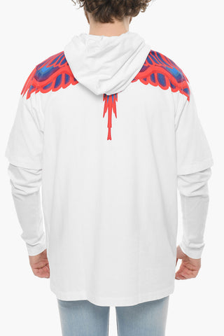 Double-layered CURVES WINGS Hooded T-Shirt