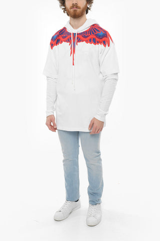 Double-layered CURVES WINGS Hooded T-Shirt