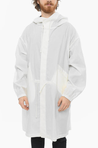 Printed Logo Hooded Cotton Overcoat