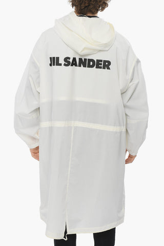 Printed Logo Hooded Cotton Overcoat