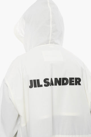 Printed Logo Hooded Cotton Overcoat