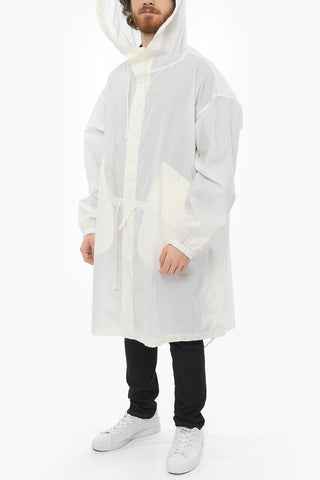 Printed Logo Hooded Cotton Overcoat