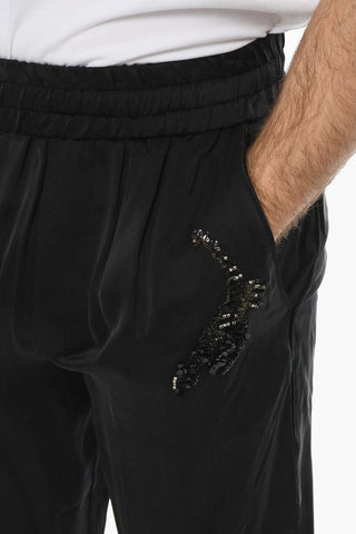 Sequined SCORPION PAJAMA Satin Pants