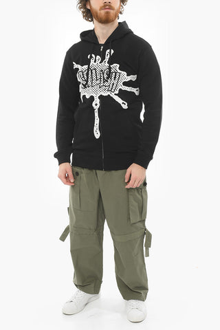 SHIRT Drawstringed Hoodie Sweatshirt with Contrasting Print
