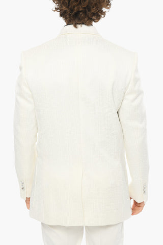 Blazer Doppiopetto in Jacquard Monogram con Revers a Lancia