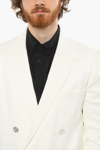 Blazer Doppiopetto in Jacquard Monogram con Revers a Lancia