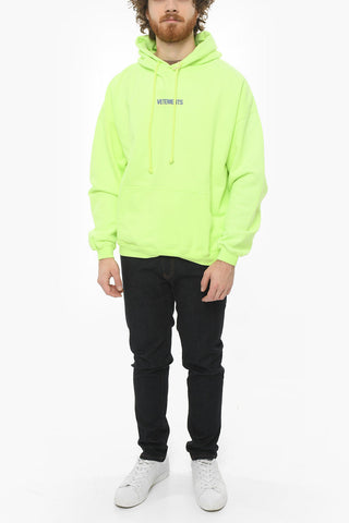 Neon Hoodie Sweatshirt with Contrasting Logo Lettering
