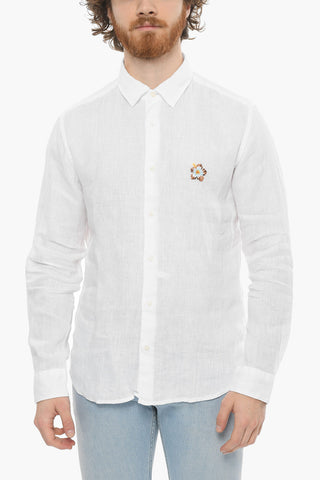 Camicia Bond Lino Ricamo M/ L Tinto Capo