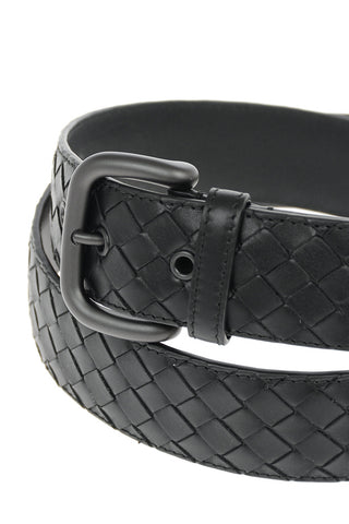 Cintura in Pelle Intrecciata con Fibbia in Metallo