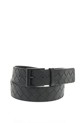 Metal Buckle Woven Leather Belt